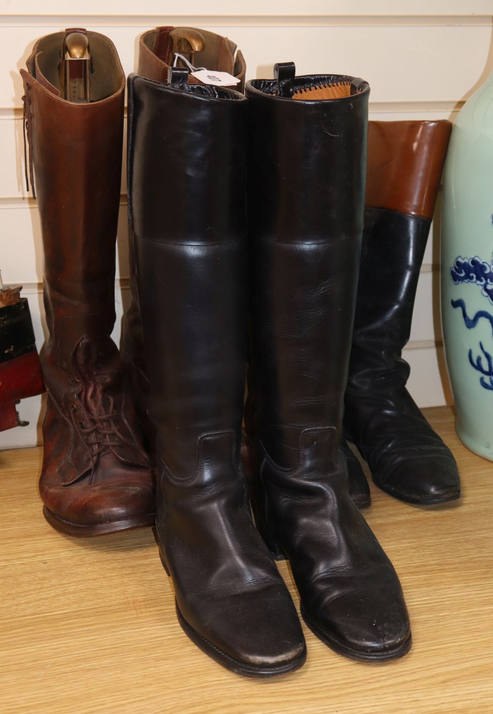 Three pairs of gentlemans riding boots